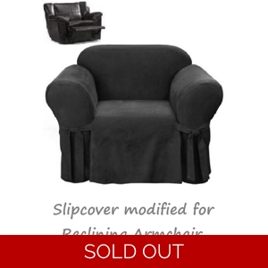 Reclining CHAIR Slipcover Black Suede Club Armchair Recliner Cover